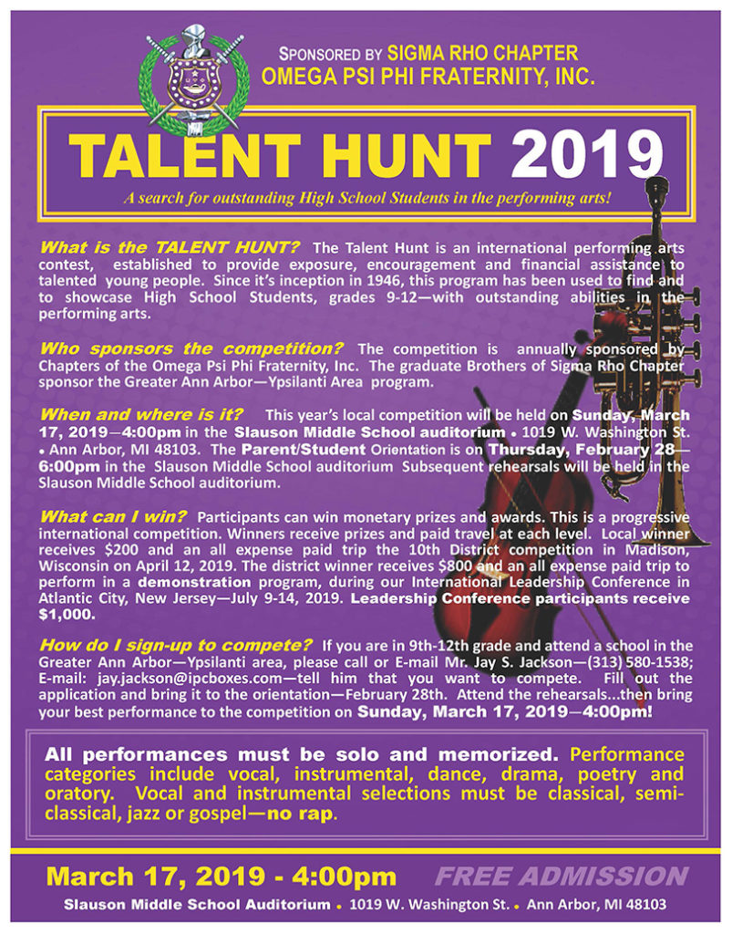 Omega Psi Phi Talent Hunt Ann Arbor Community Center